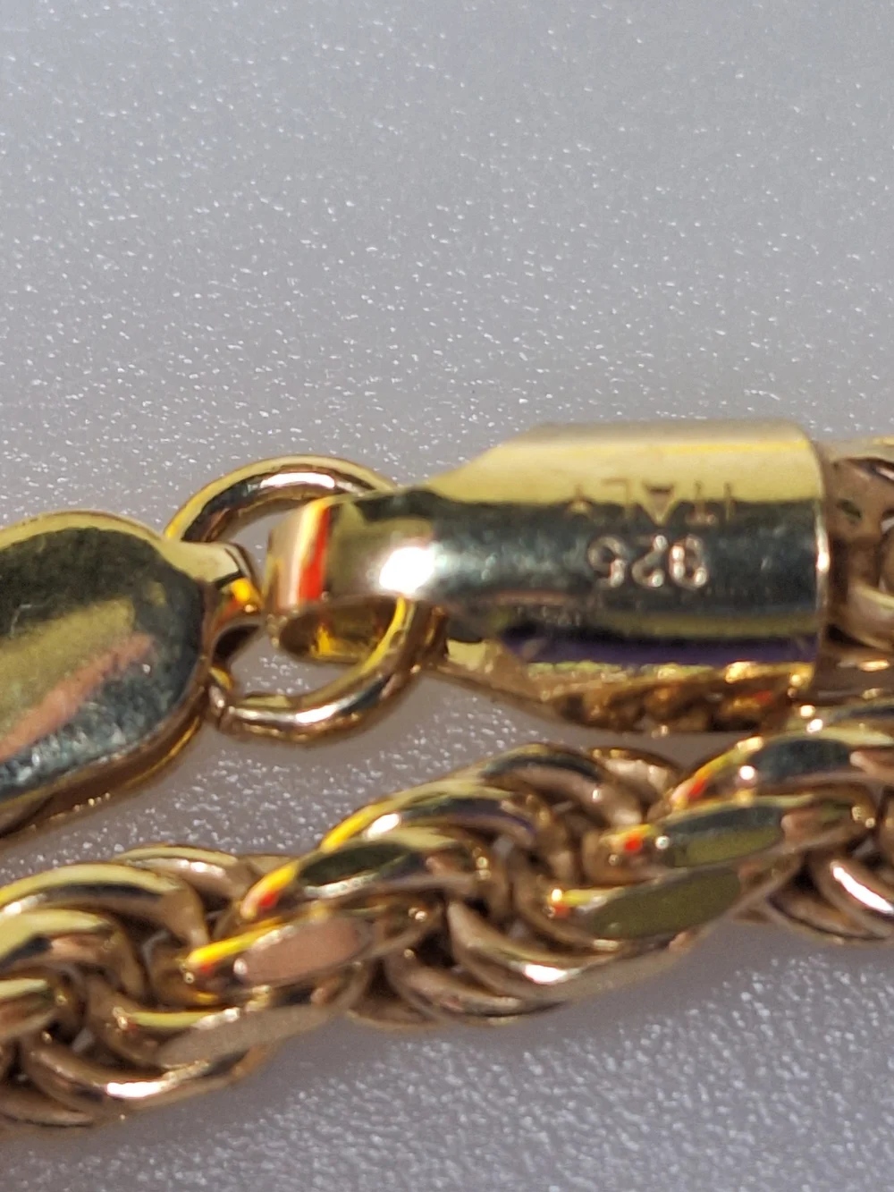 NEW Gold Over 925 Sterling Silver 4.8mm Italian Rope Bracelet 9